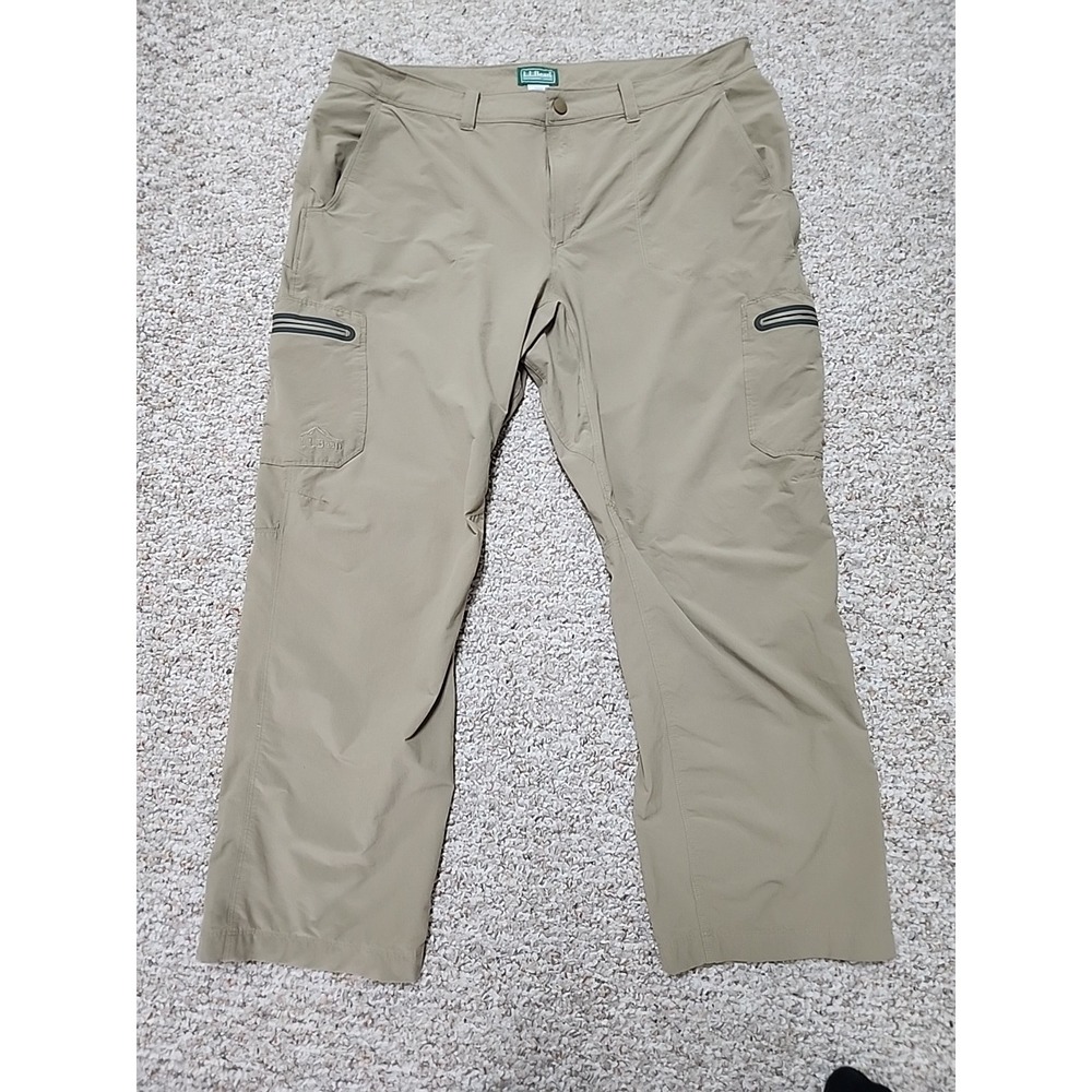 LL Bean Pants Mens 40x29 Beige Cargo Cresta Hiking Stretch Lightweight Outdoors